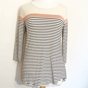 MAURICES 24/7 striped color blocked round neck long sleeve tee top S